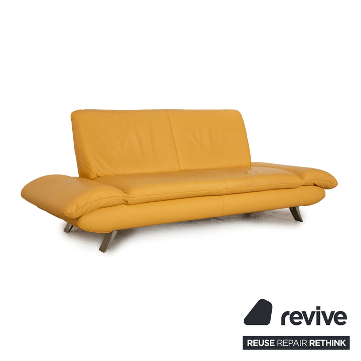 Koinor Rossini Leder Dreisitzer Gelb Sofa Couch manuelle Funktion
