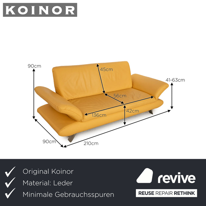 Koinor Rossini Leder Dreisitzer Gelb Sofa Couch manuelle Funktion