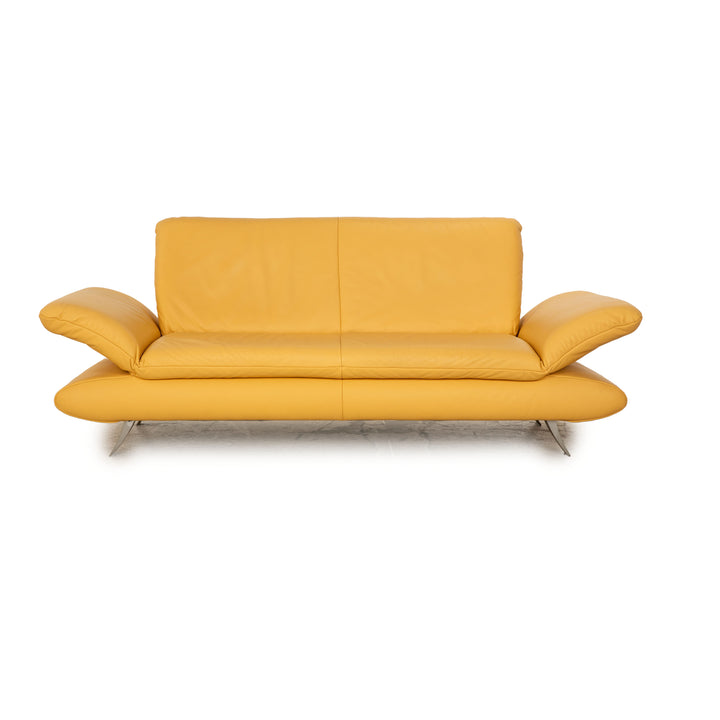 Koinor Rossini Leder Dreisitzer Gelb Sofa Couch manuelle Funktion