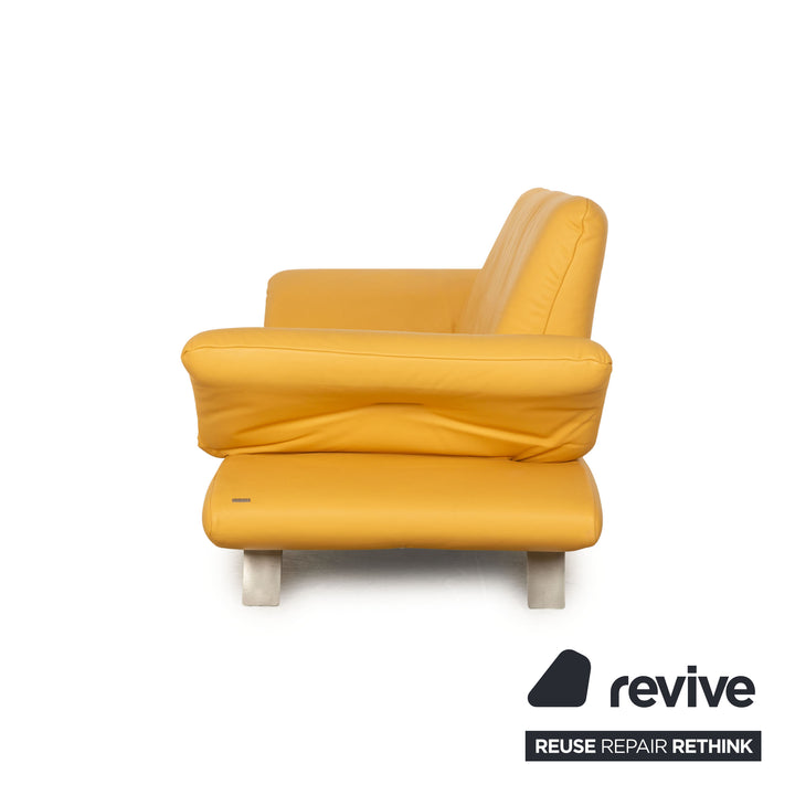 Koinor Rossini Leder Dreisitzer Gelb Sofa Couch manuelle Funktion