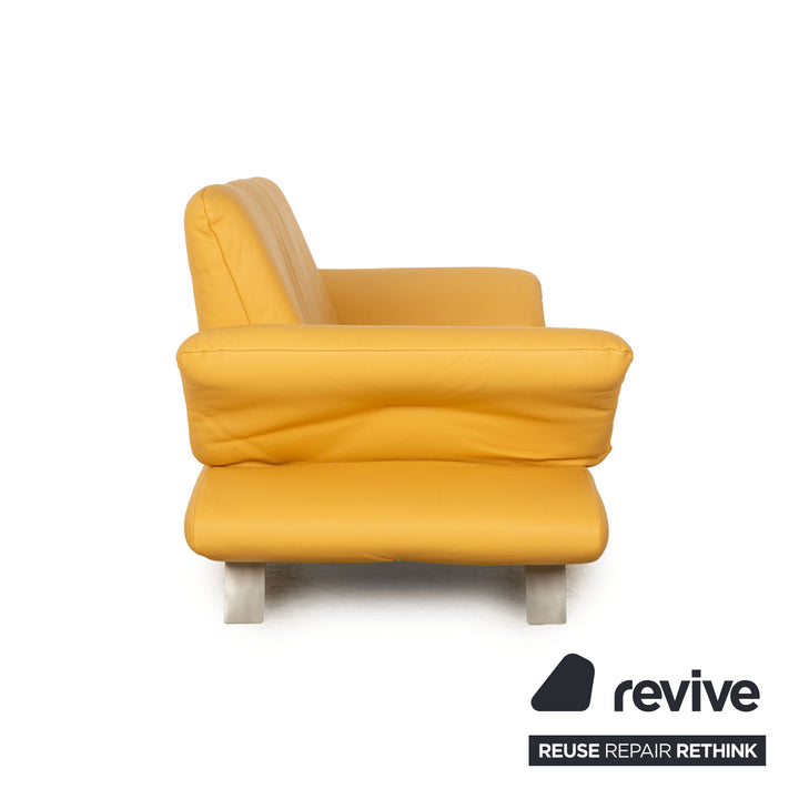 Koinor Rossini Leder Dreisitzer Gelb Sofa Couch manuelle Funktion