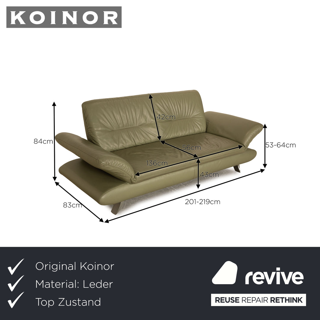 Koinor Rossini Leder Dreisitzer Grün Pistazie Sofa Couch manuelle Funktion