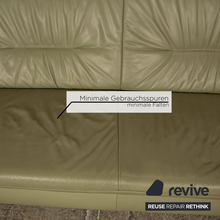 Koinor Rossini Leder Dreisitzer Grün Pistazie Sofa Couch manuelle Funktion