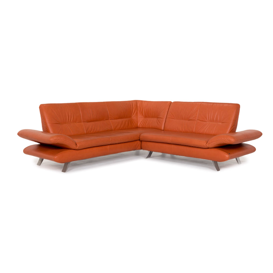 Koinor Rossini Leather Corner Sofa Terracotta Orange Sofa Function Couch #13192