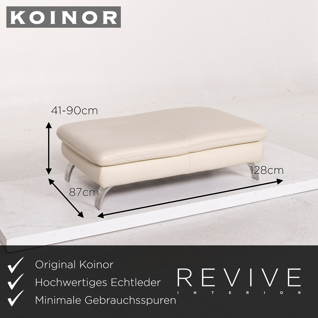 Koinor Rossini Leather Pouf Cream Ottoman Feature #12381