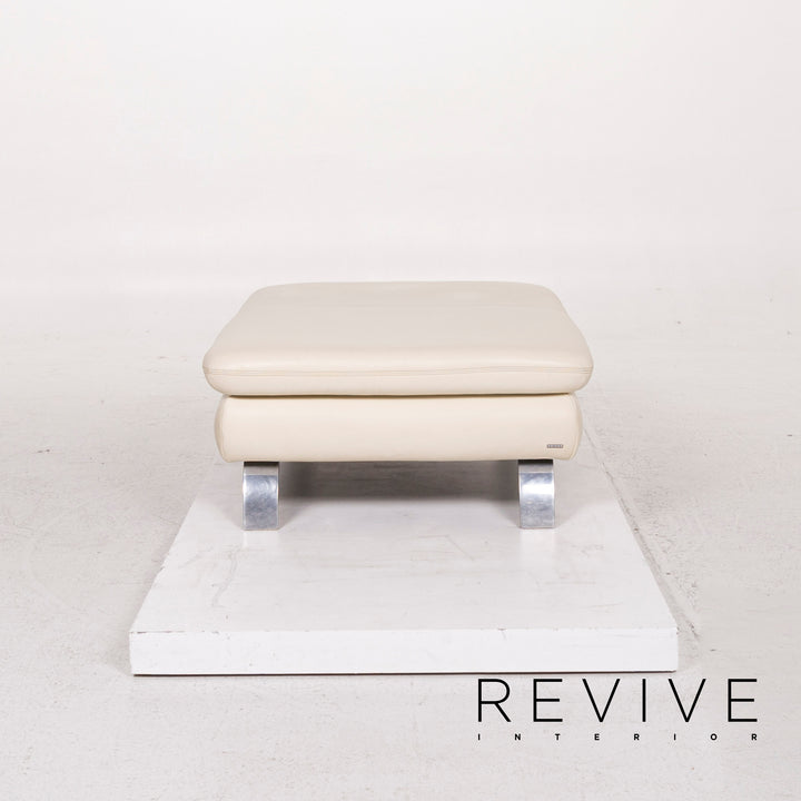Koinor Rossini Leather Pouf Cream Ottoman Feature #12381