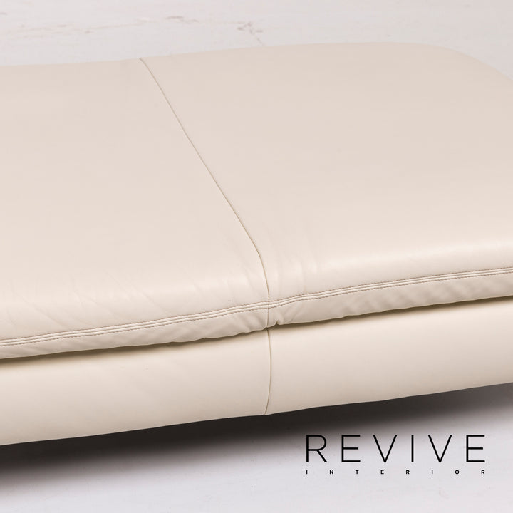 Koinor Rossini Leather Pouf Cream Ottoman Feature #12381