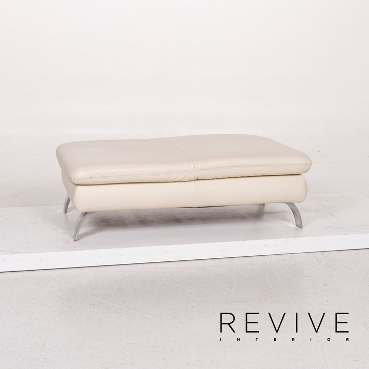 Koinor Rossini Leather Pouf Cream Ottoman Feature #12381