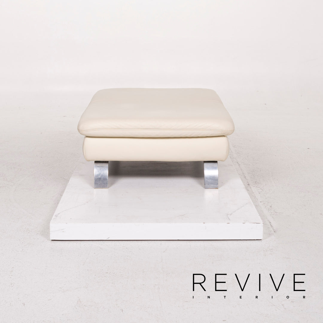 Koinor Rossini Leather Pouf Cream Ottoman Feature #12381