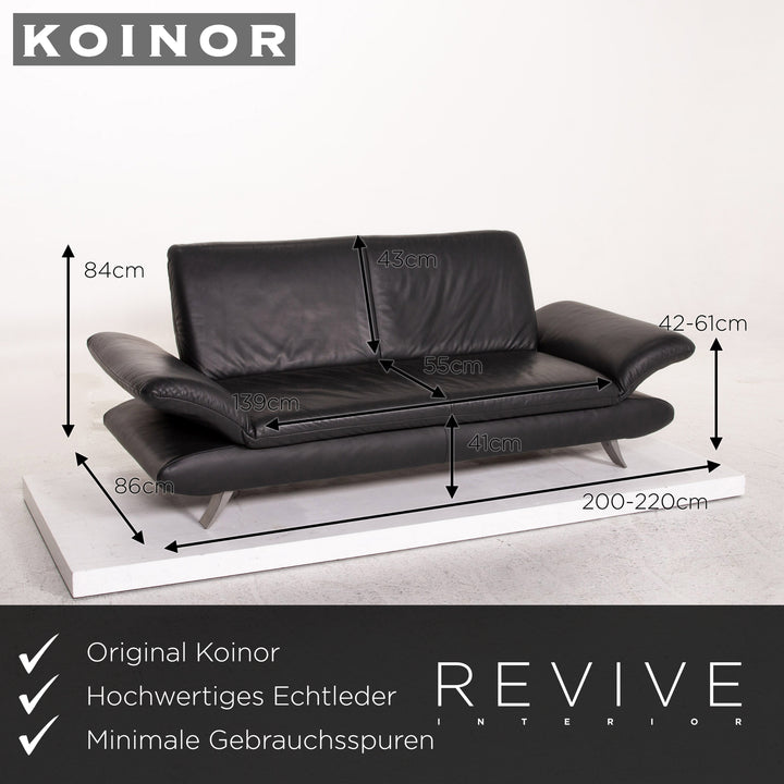 Koinor Rossini Leder Sofa Anthrazit Grau Zweisitzer Funktion Couch #13722