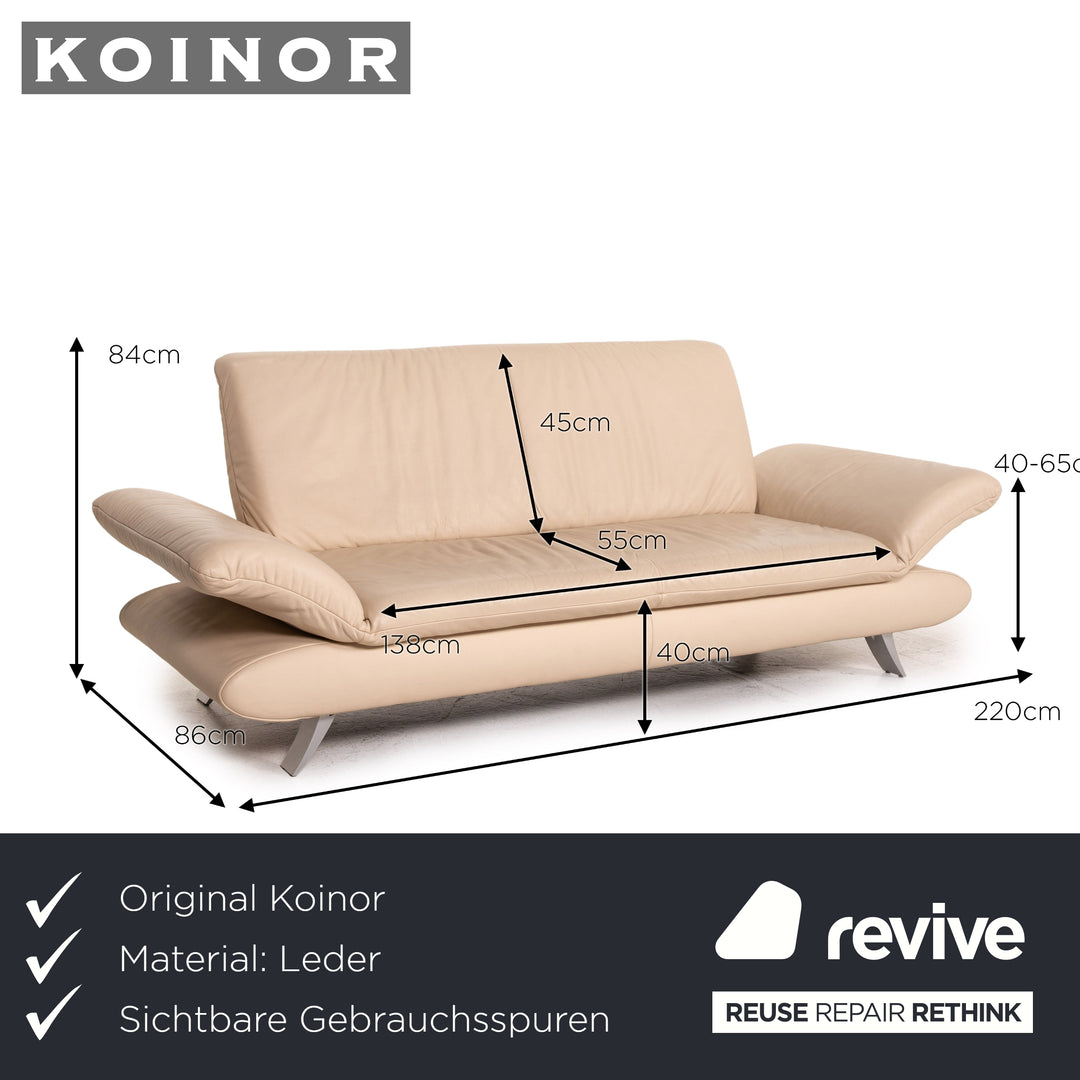 Koinor Rossini Leather Sofa Beige Three Seater Feature Couch Outlet