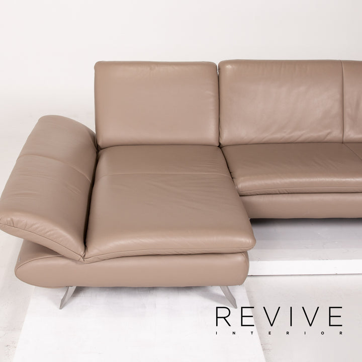Koinor Rossini Leather Sofa Beige Gray Beige Greige Corner Sofa Function Couch #14115