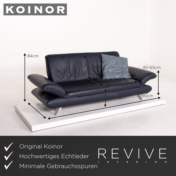 Koinor Rossini Leather Sofa Blue Dark Blue Function Couch #14951