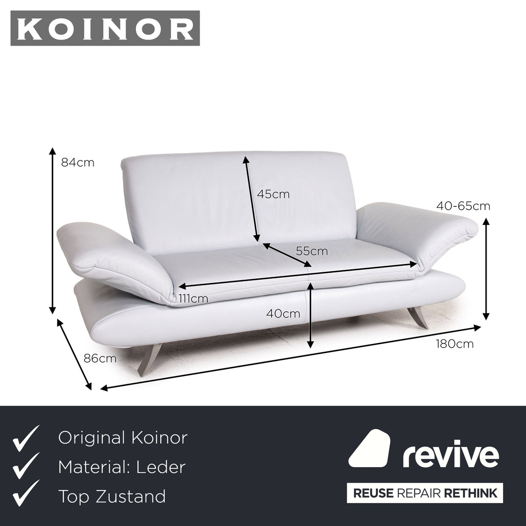 Koinor Rossini Leather Sofa Blue Ice Blue Two seater function couch