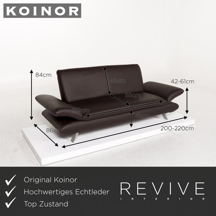 Koinor Rossini Leather Sofa Brown Dark Brown Three Seater Function Couch #13329