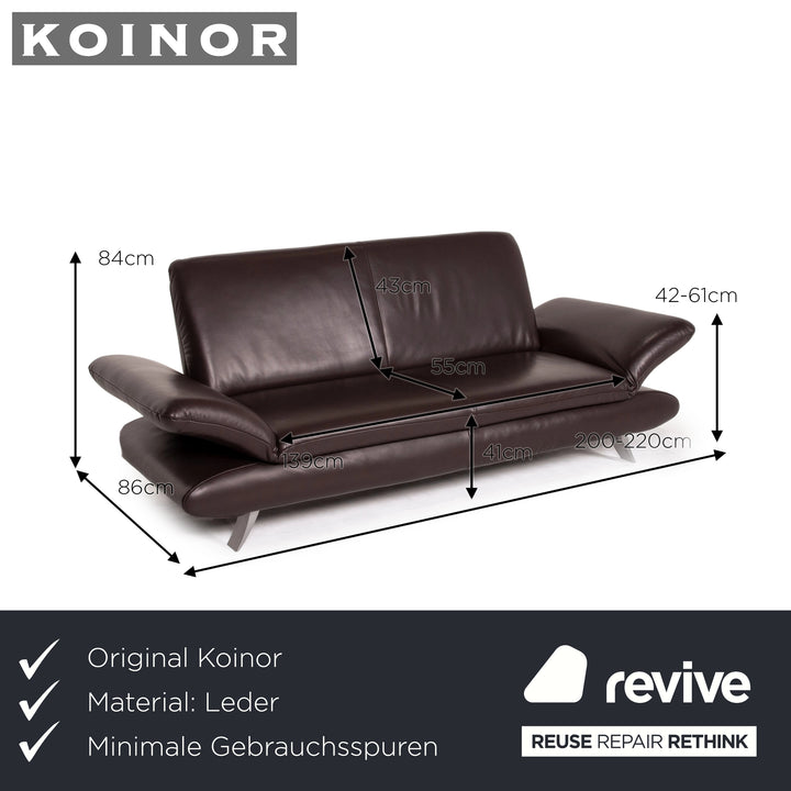 Koinor Rossini Leather Sofa Brown Dark Brown Two Seater Function Couch #14217