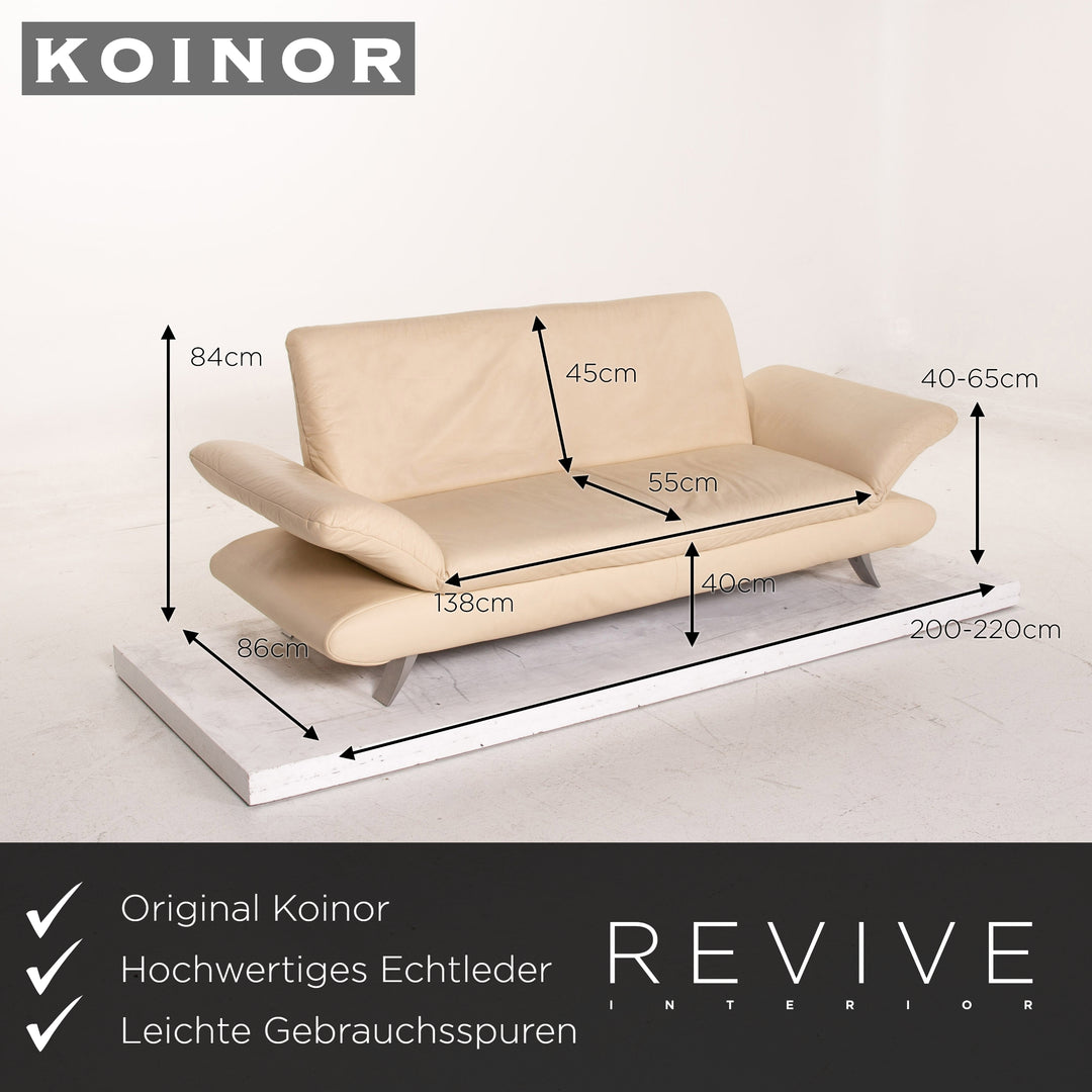 Koinor Rossini leather sofa cream three seater function couch