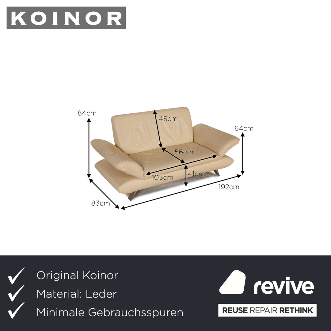 Koinor Rossini Leder Sofa Creme Zweisitzer Couch Funktion