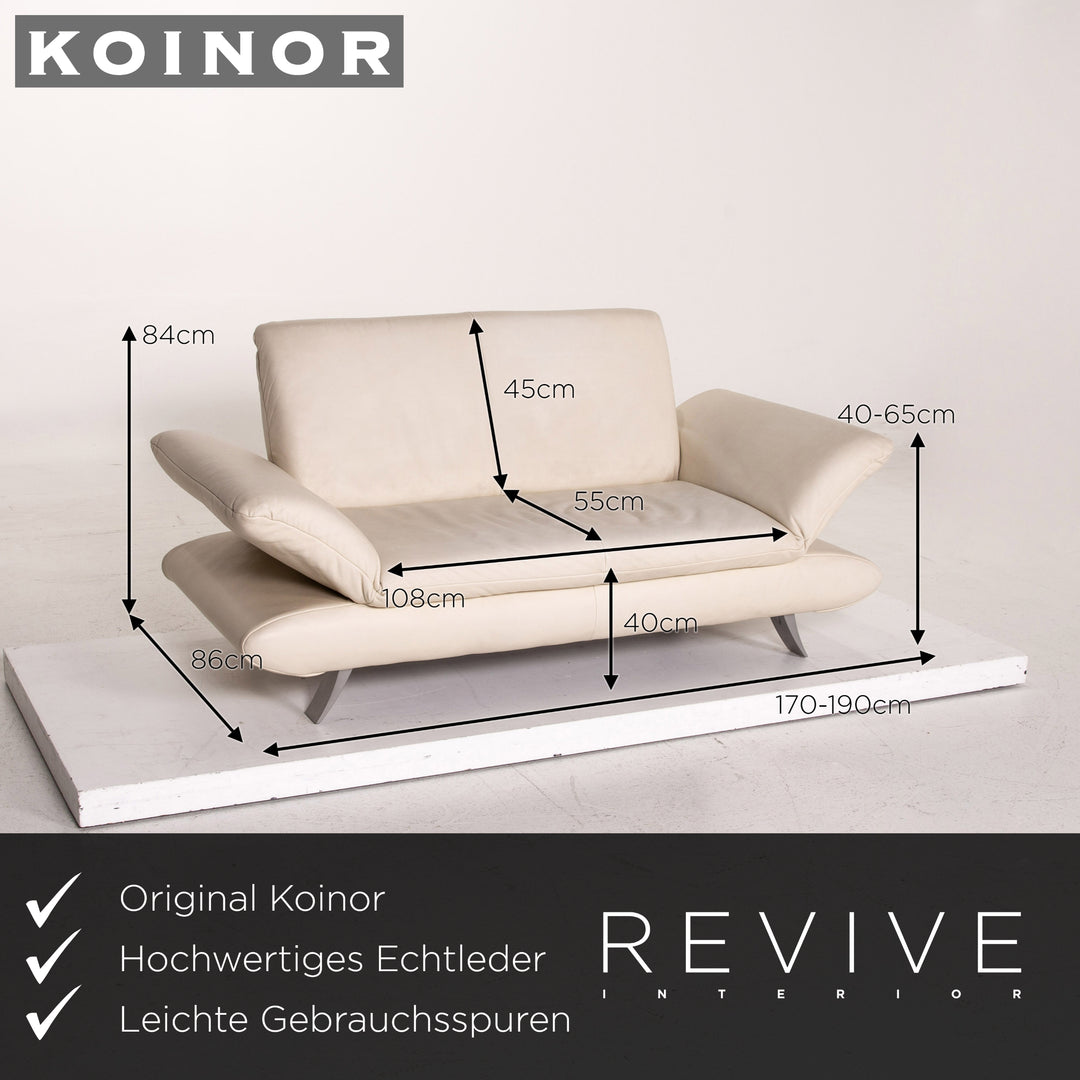 Koinor Rossini Leather Sofa Cream Two Seater Function Couch #14885