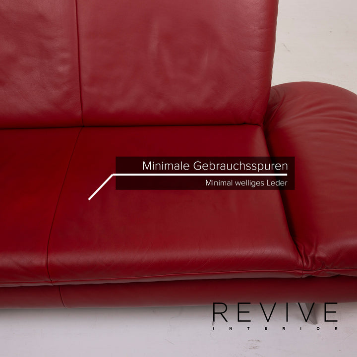 Koinor Rossini Leather Sofa Dark Red Three Seater #15356