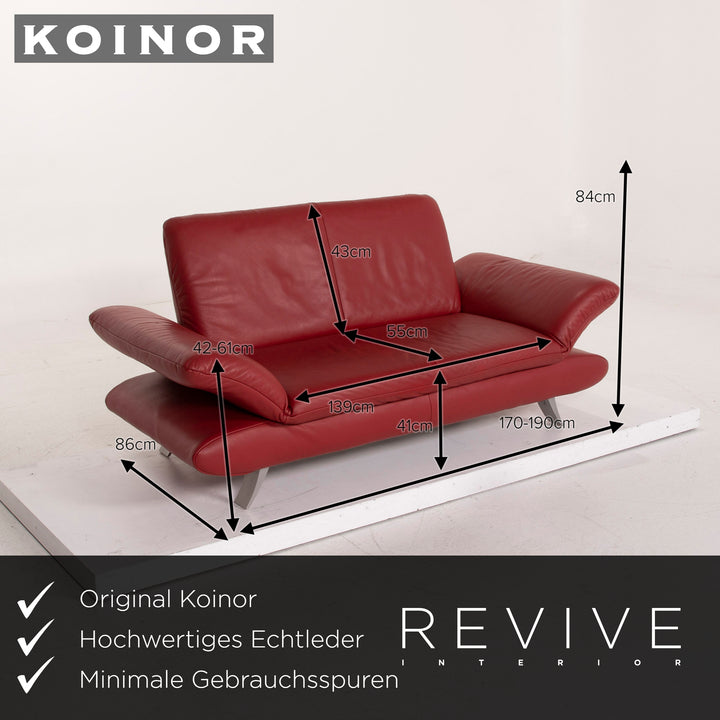Koinor Rossini Leather Sofa Dark Red Two Seater #15357