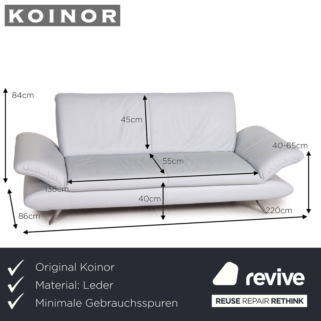 Koinor Rossini Leder Sofa Eisblau Blau Dreisitzer Funktion Couch