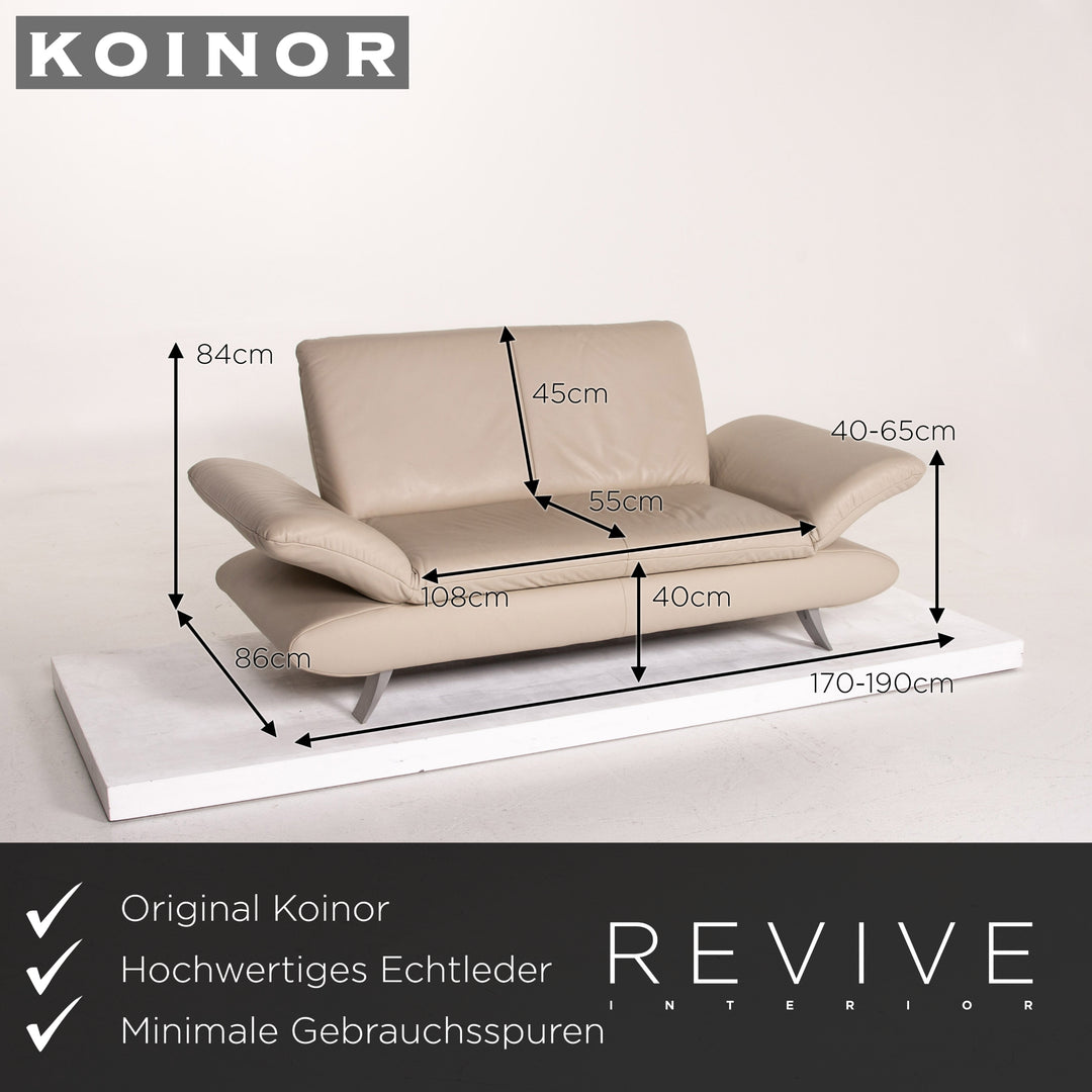 Koinor Rossini leather sofa set beige taupe 1x three-seater 1x two-seater function couch #14445