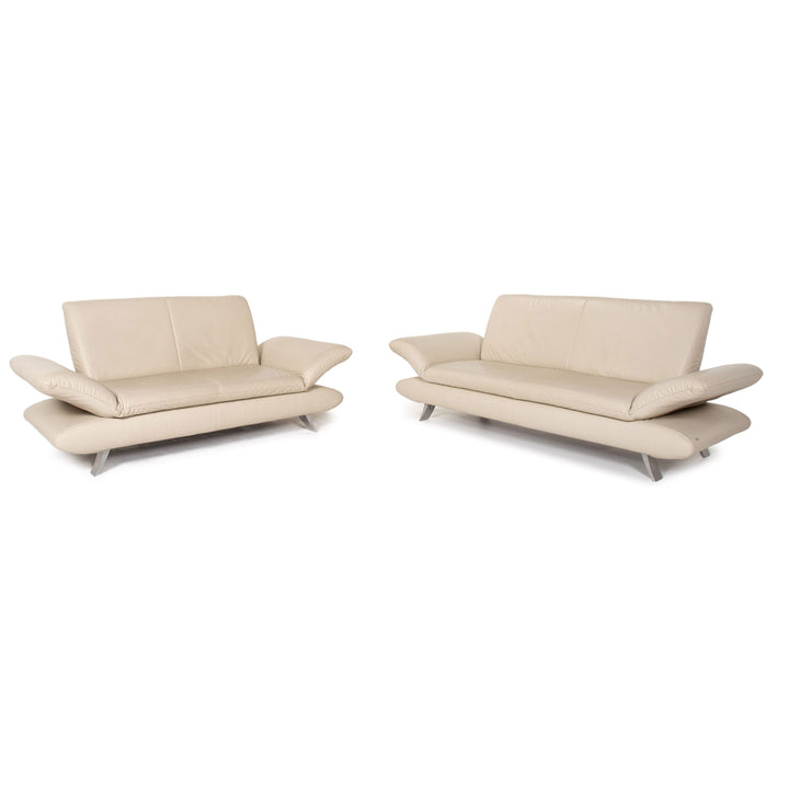 Koinor Rossini leather sofa set beige taupe 1x three-seater 1x two-seater function couch #14445