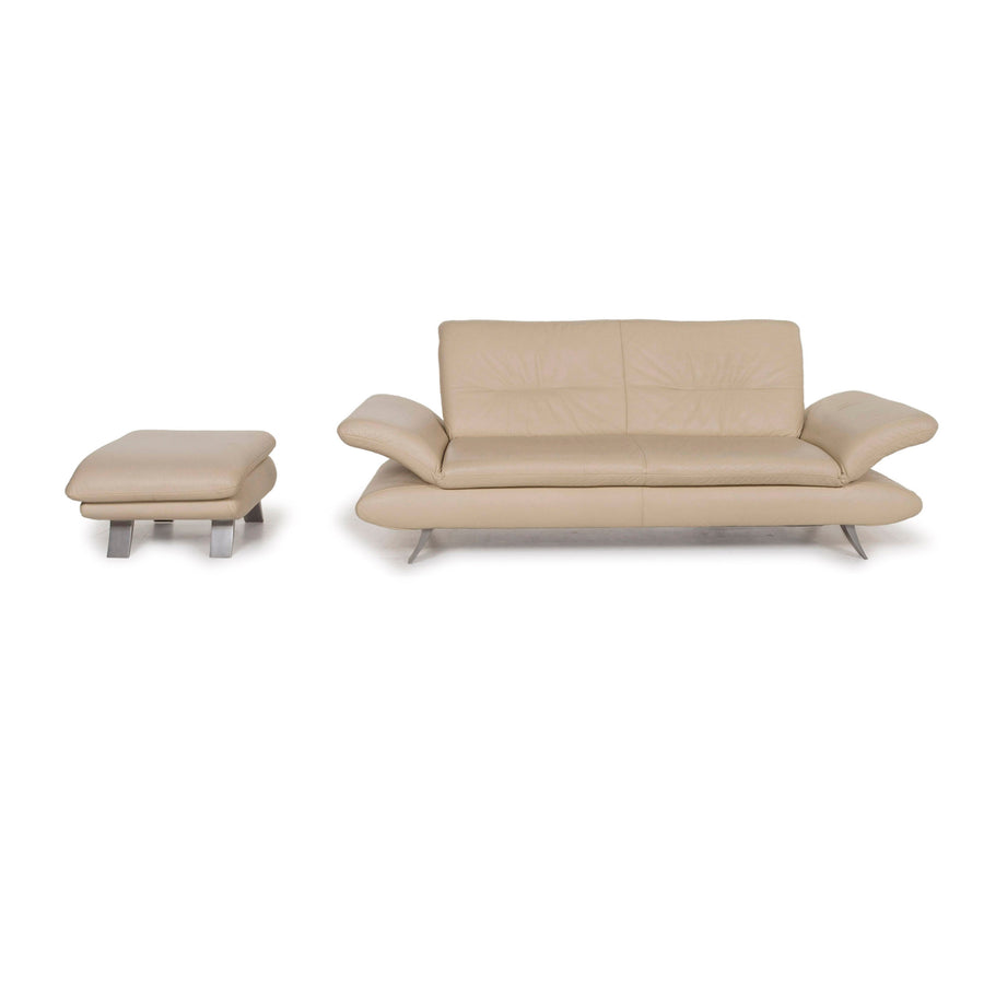 Koinor Rossini Leather Sofa Set Beige Two Seater Stool #13149