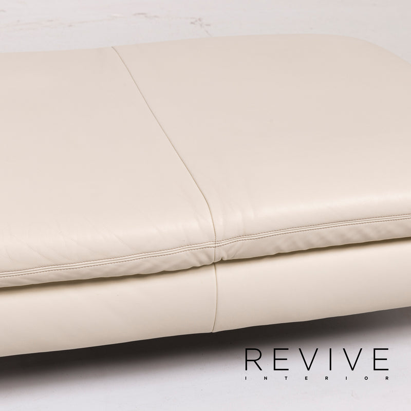Koinor Rossini Leder Sofa Garnitur Creme 2x Zweisitzer 1x Hocker Funktion Couch 