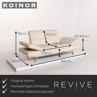 Koinor Rossini Leder Sofa Garnitur Creme 2x Zweisitzer 1x Hocker Funktion Couch #12599