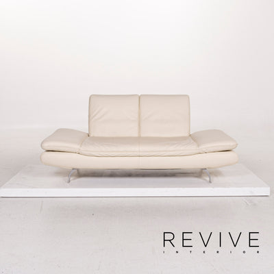 Koinor Rossini Leder Sofa Garnitur Creme 2x Zweisitzer 1x Hocker Funktion Couch #12599
