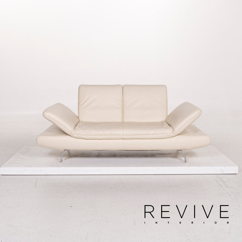 Koinor Rossini Leder Sofa Garnitur Creme 2x Zweisitzer 1x Hocker Funktion Couch 