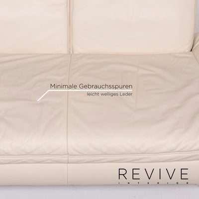 Koinor Rossini Leder Sofa Garnitur Creme 2x Zweisitzer 1x Hocker Funktion Couch #12599