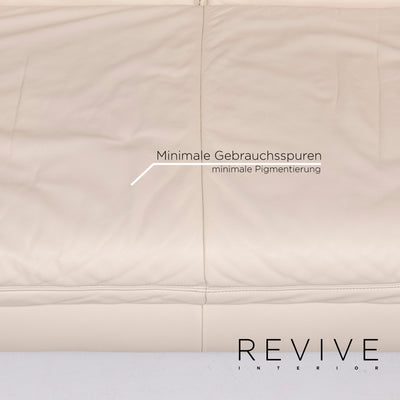 Koinor Rossini Leder Sofa Garnitur Creme 2x Zweisitzer 1x Hocker Funktion Couch #12599