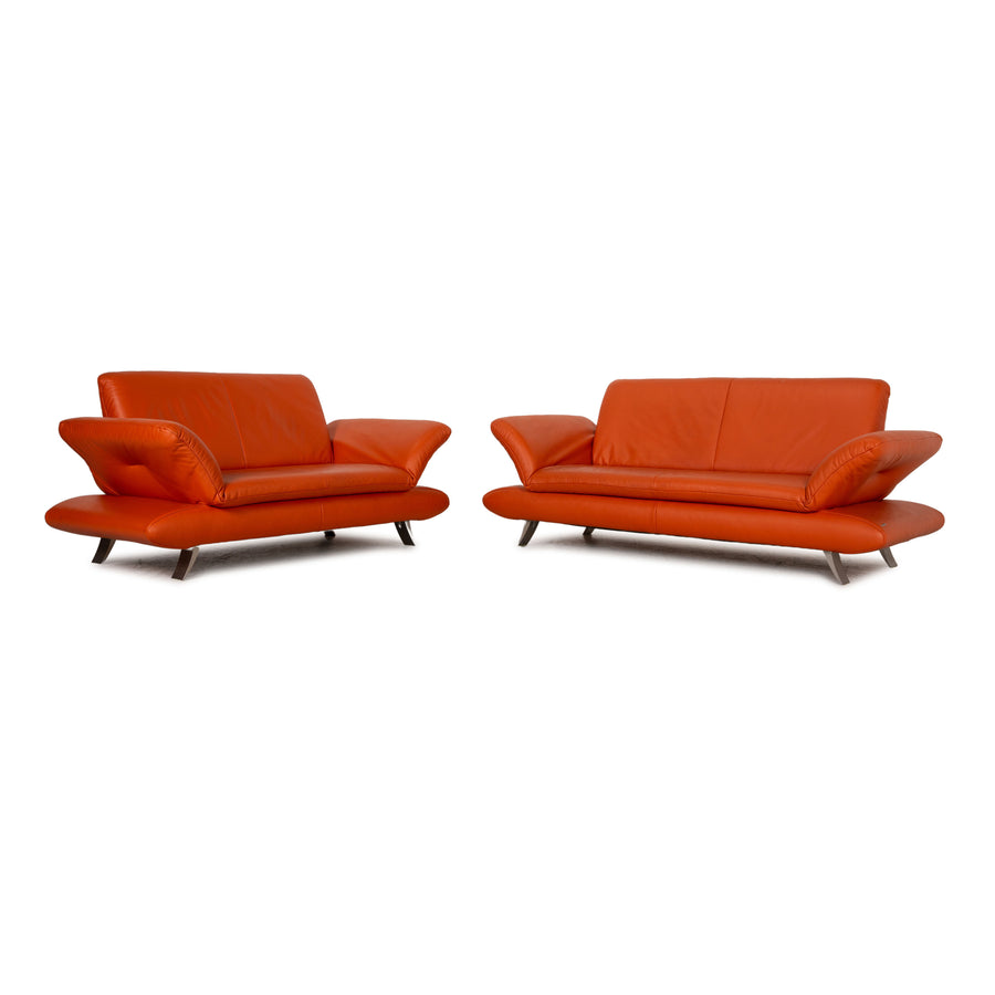 Koinor Rossini Leder Sofa Garnitur Orange Sofa Zweisitzer Couch Funktion