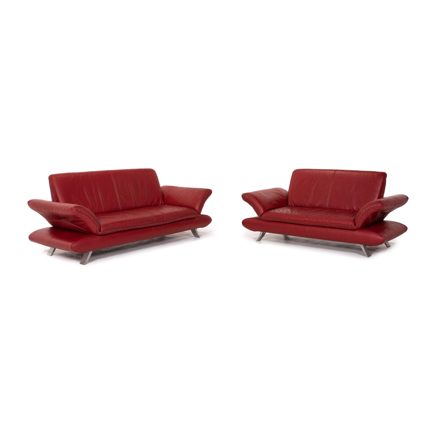 Koinor Rossini Leather Sofa Set Red 1x Three Seater 1x Two Seater Function #