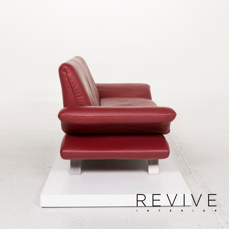 Koinor Rossini Leder Sofa Garnitur Rot 2x Dreisitzer Funktion 