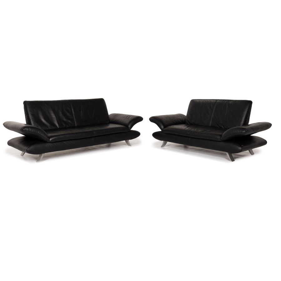Koinor Rossini leather sofa set black 1x three-seater 1x two-seater #12652