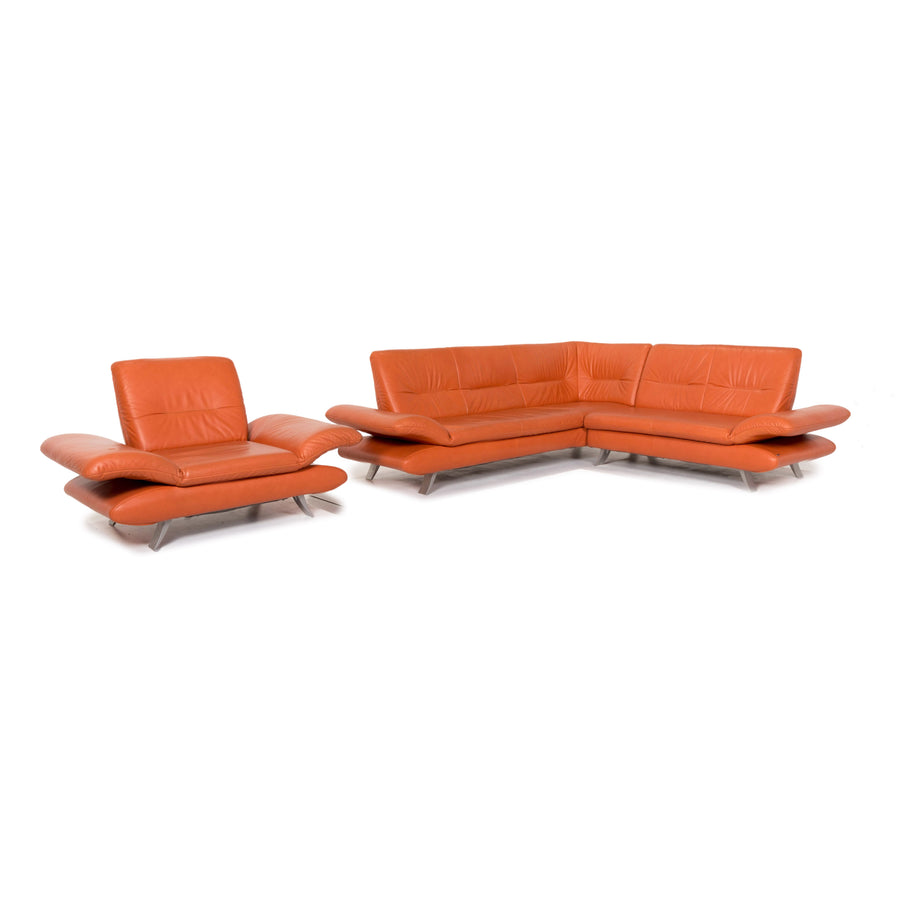 Koinor Rossini leather sofa set terracotta orange 1x corner sofa 1x armchair function #13407