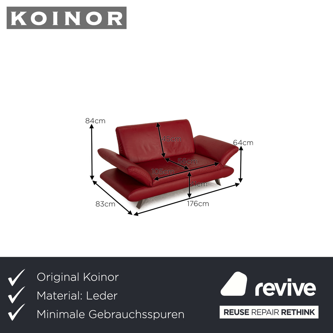 Koinor Rossini Leder Sofa Rot Zweisitzer Couch Funktion