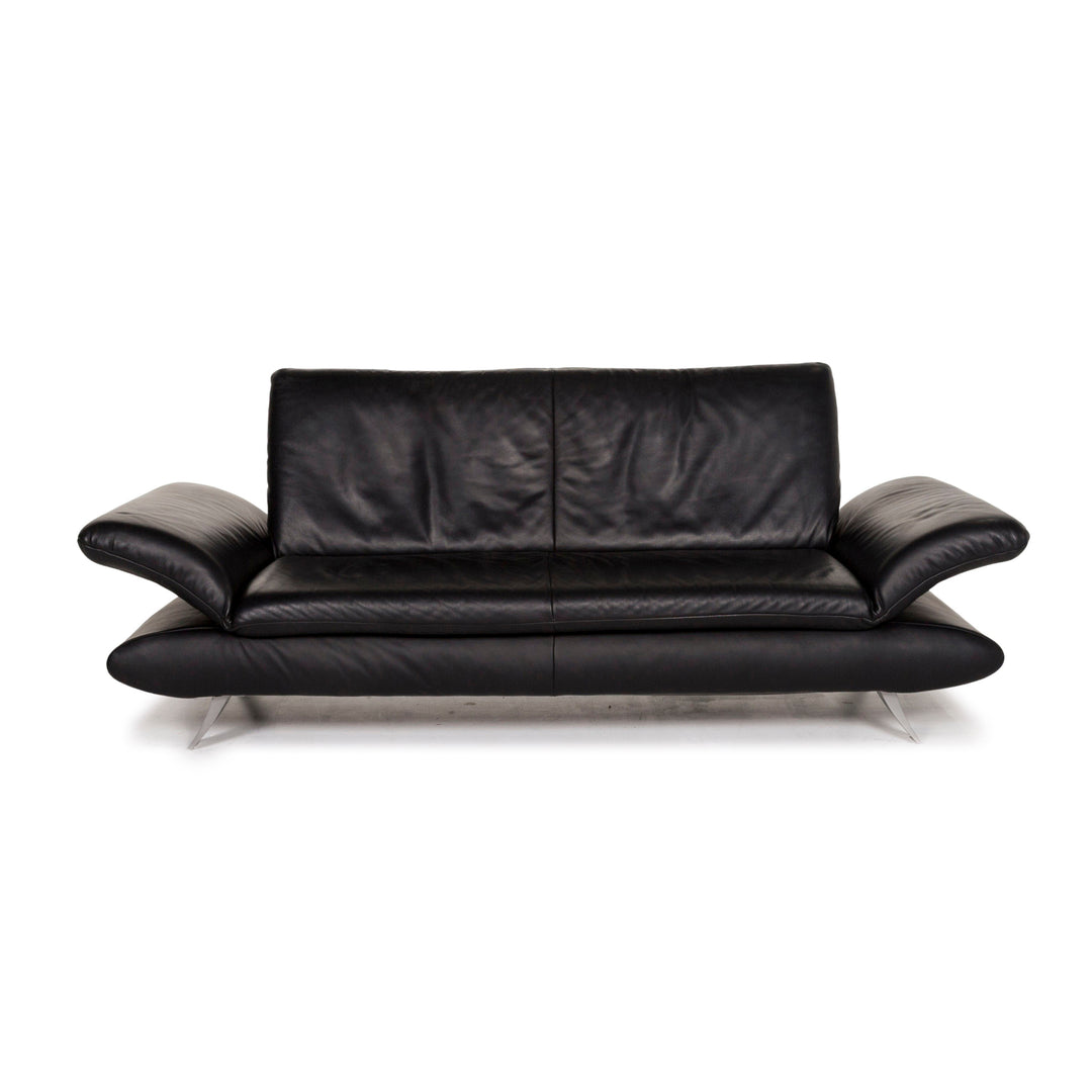 Koinor Rossini Leather Sofa Black Three Seater Function Couch #12581
