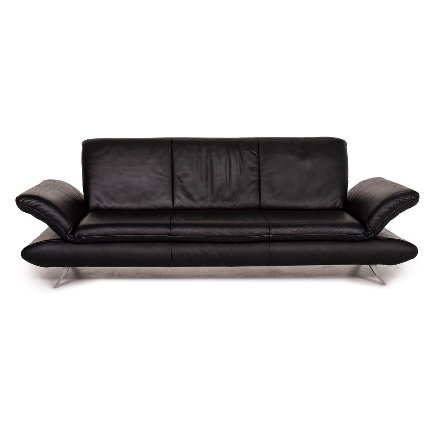 Koinor Rossini Leather Sofa Black Three Seater Function Couch #15254