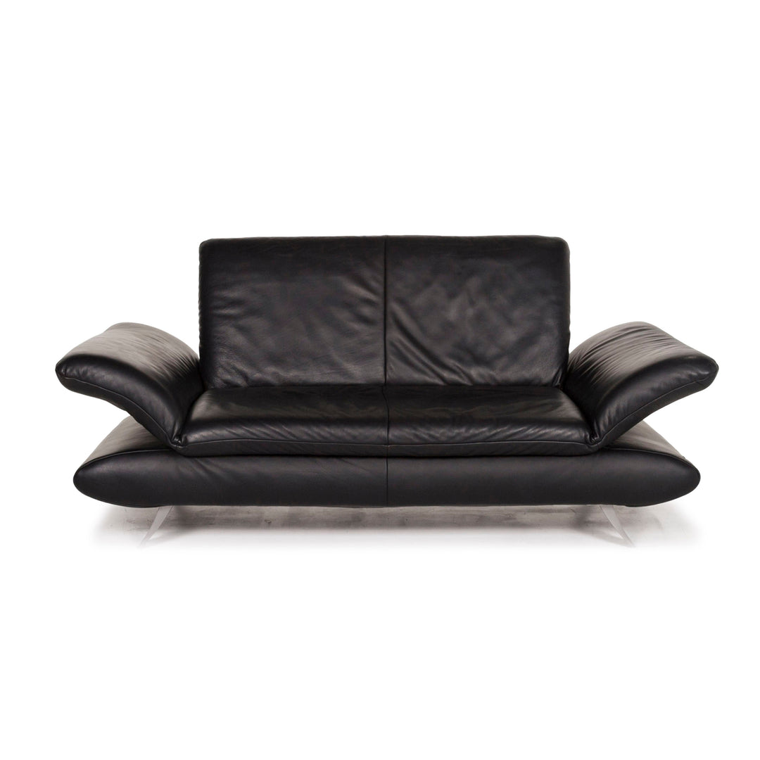 Koinor Rossini Leather Sofa Black Two Seater Function Couch #12582