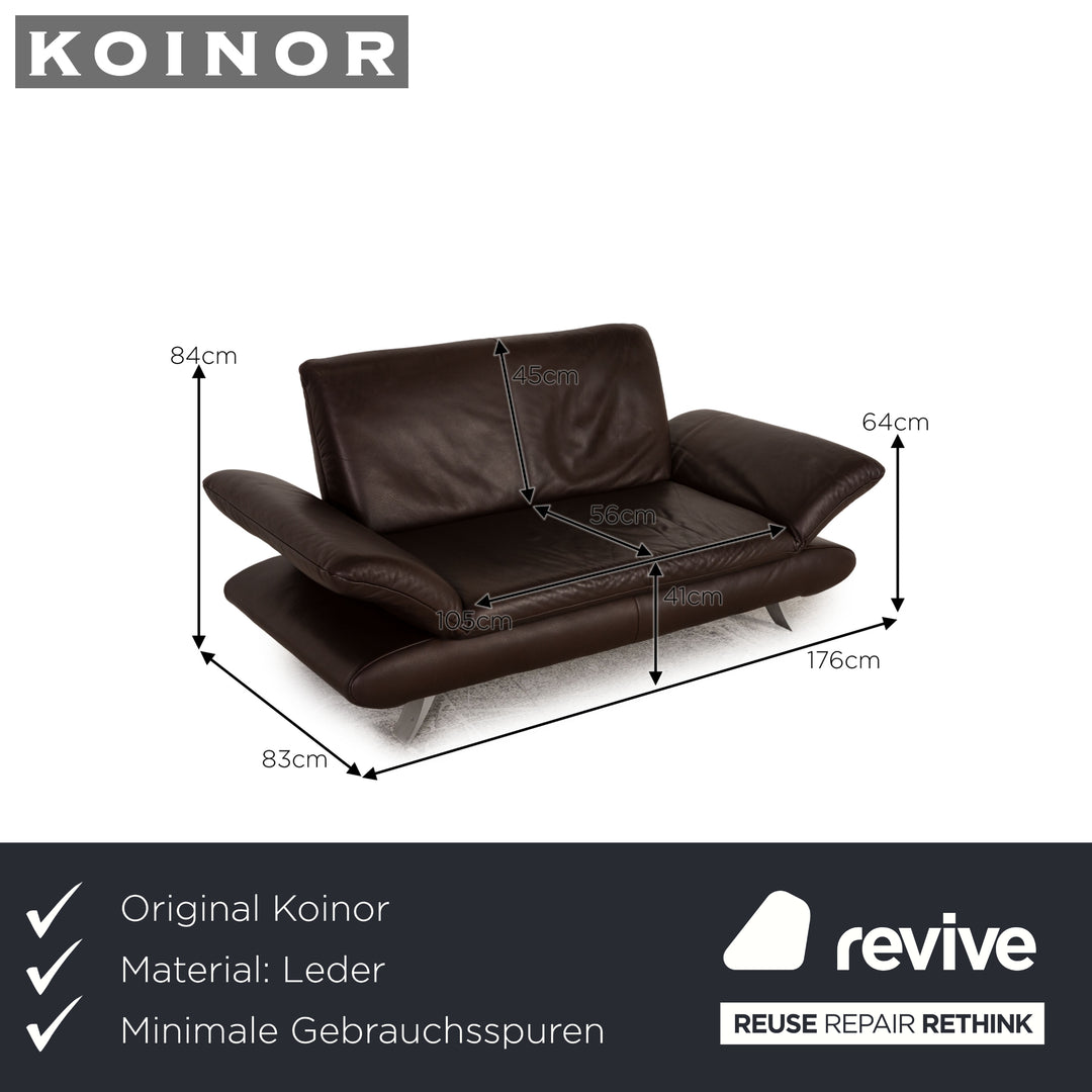 Koinor Rossini Leather Two Seater Brown Sofa Couch Function