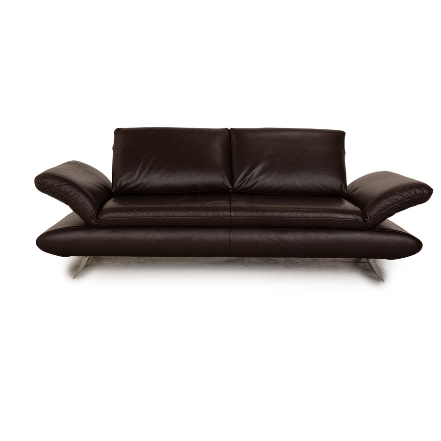Koinor Velluti Leather Two Seater Dark Brown Manual Function Sofa Couch