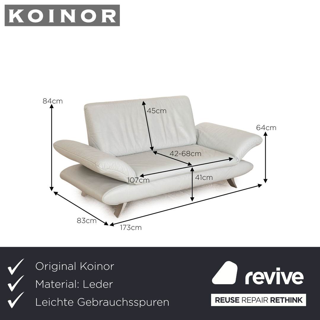 Koinor Rossini Leather Two Seater Ice Blue Blue Sofa Couch Manual Function