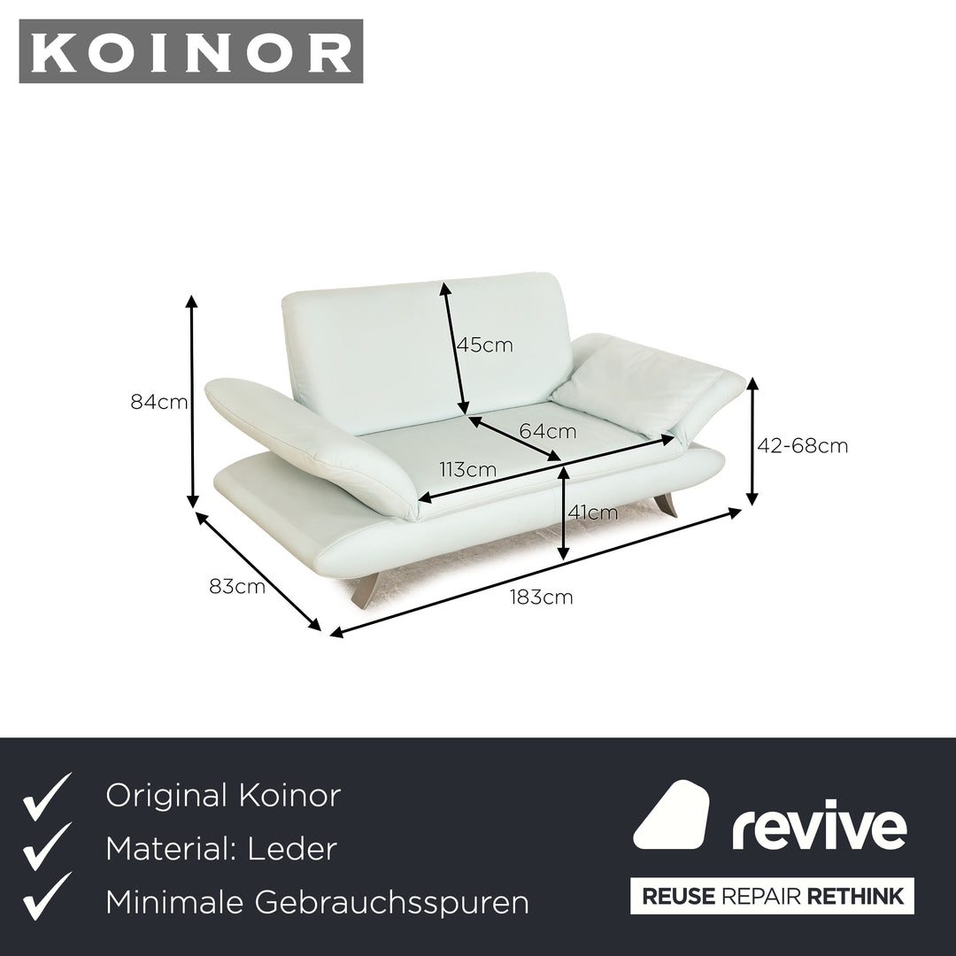 Koinor Rossini leather two-seater ice blue manual function sofa couch