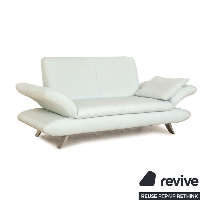 Koinor Rossini leather two-seater ice blue manual function sofa couch