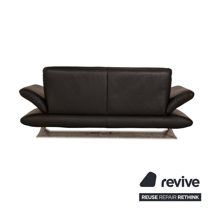 Koinor Rossini Leather Loveseat Gray Dark Gray Slate Manual Function Sofa Couch